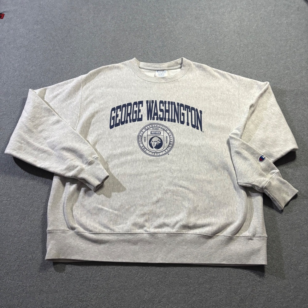 Champion Reverse Weave Sweatshirt Mens XL Gray George Washington University GWU